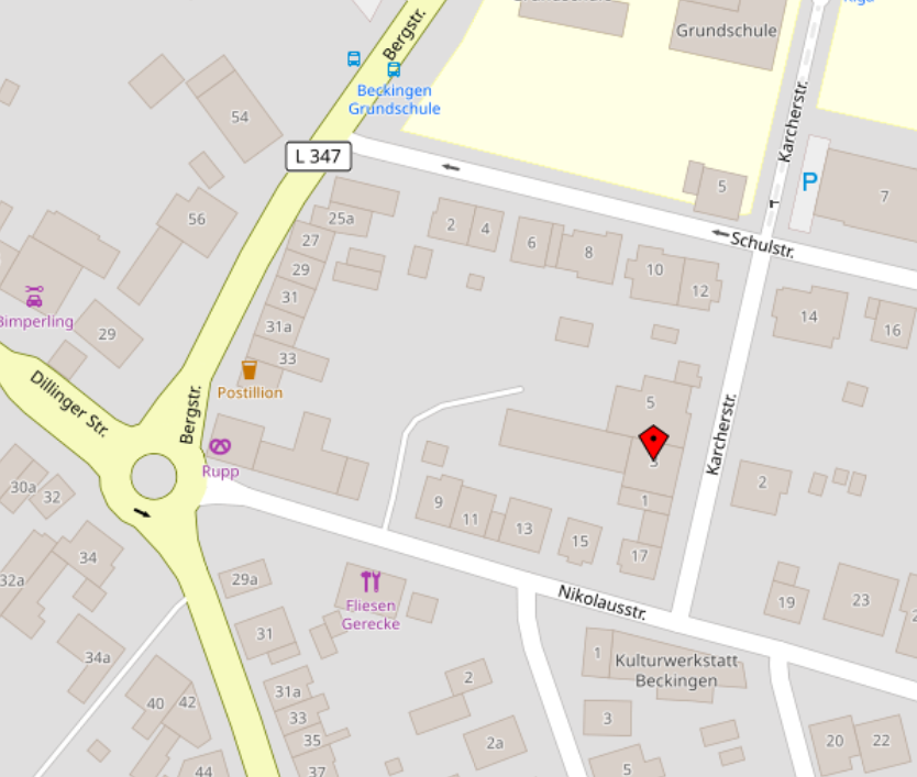 Anfahrtskarte Karcherstraße 3 in Beckingen